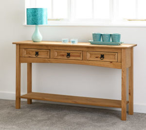 Corona 3 Drawer Console Table With Shelf WB